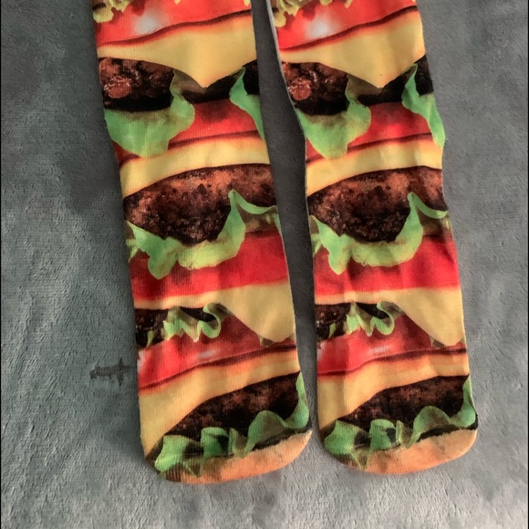 Fun printed Cheeseburger socks Unisex one size - Picture 3 of 3